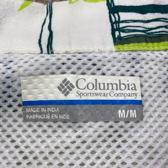 Columbia Sportswear PFG Shirt Men Medium M White Green Button Up All Over Print - Picture 4 of 15